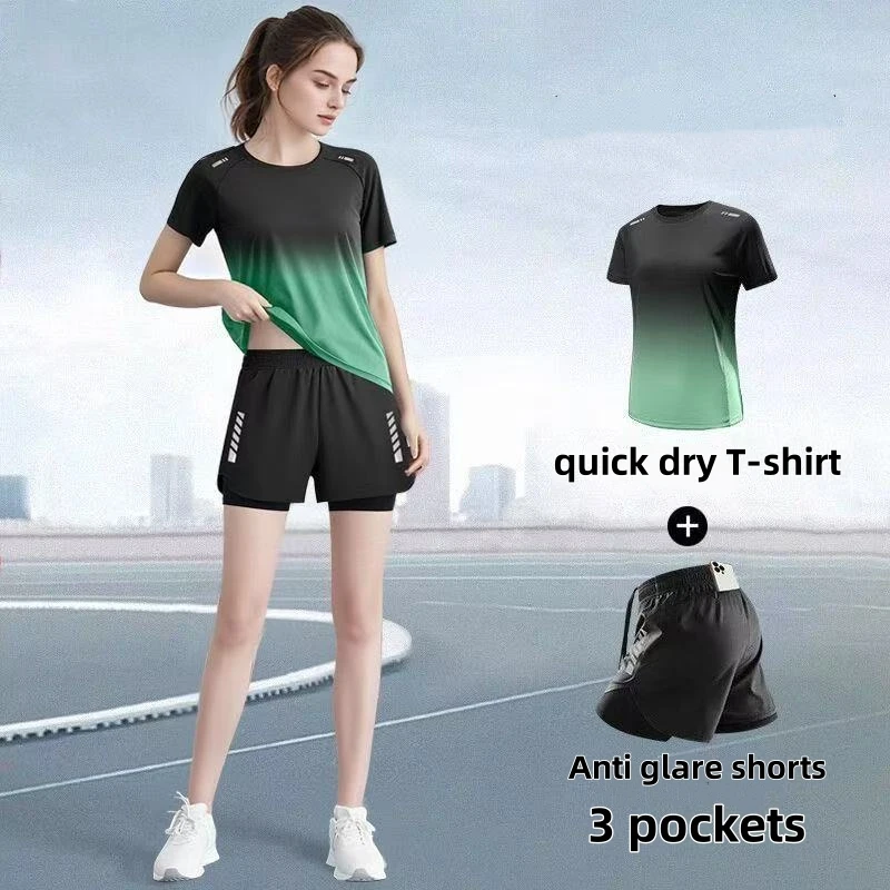Badminton Outfit - 여성용 운동복 세트, 런닝 반바지, 티셔츠,