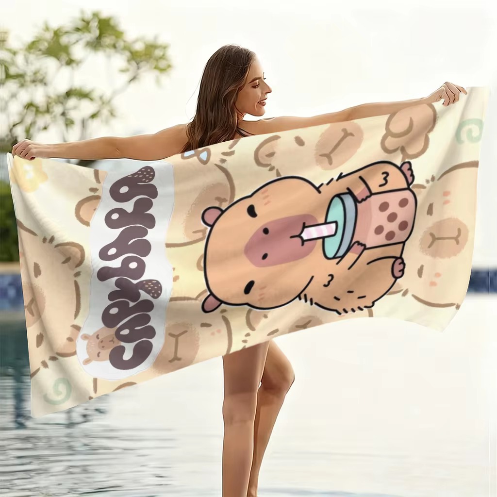 Towel Small Sport - 빠른 건조 카피바라 만화 비치 타월