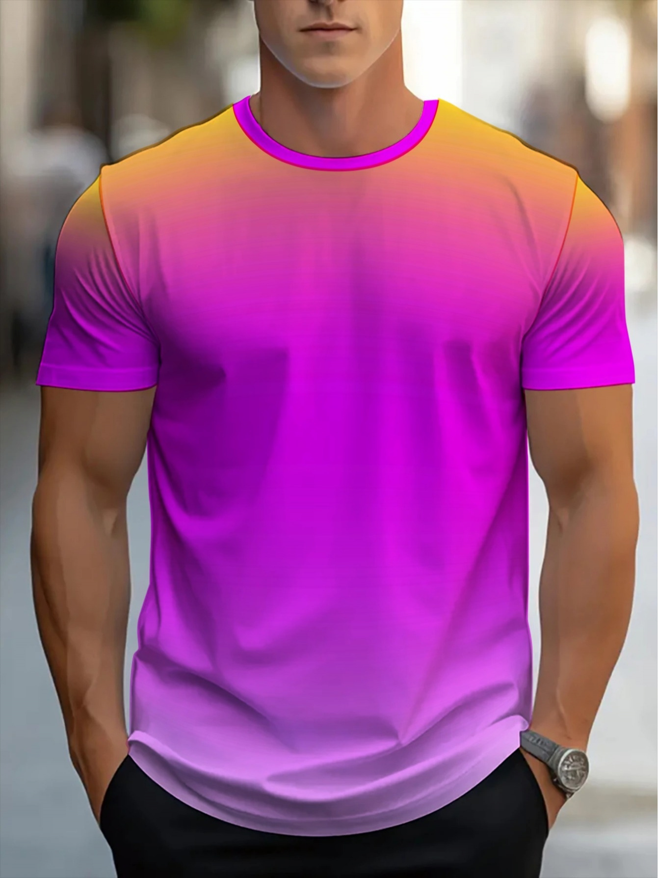 오렌지 마젠타 그라데이션 크루넥 스포츠 티셔츠 속건 통 - T Shirt Dry Fit 리뷰 및 가격